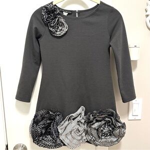 Biscotti Collezioni 3D Ruffle Flowers Dress Gray Black White Girls 7 fun formal